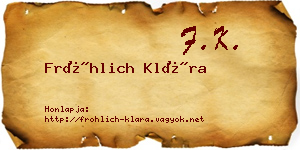 Fröhlich Klára névjegykártya
